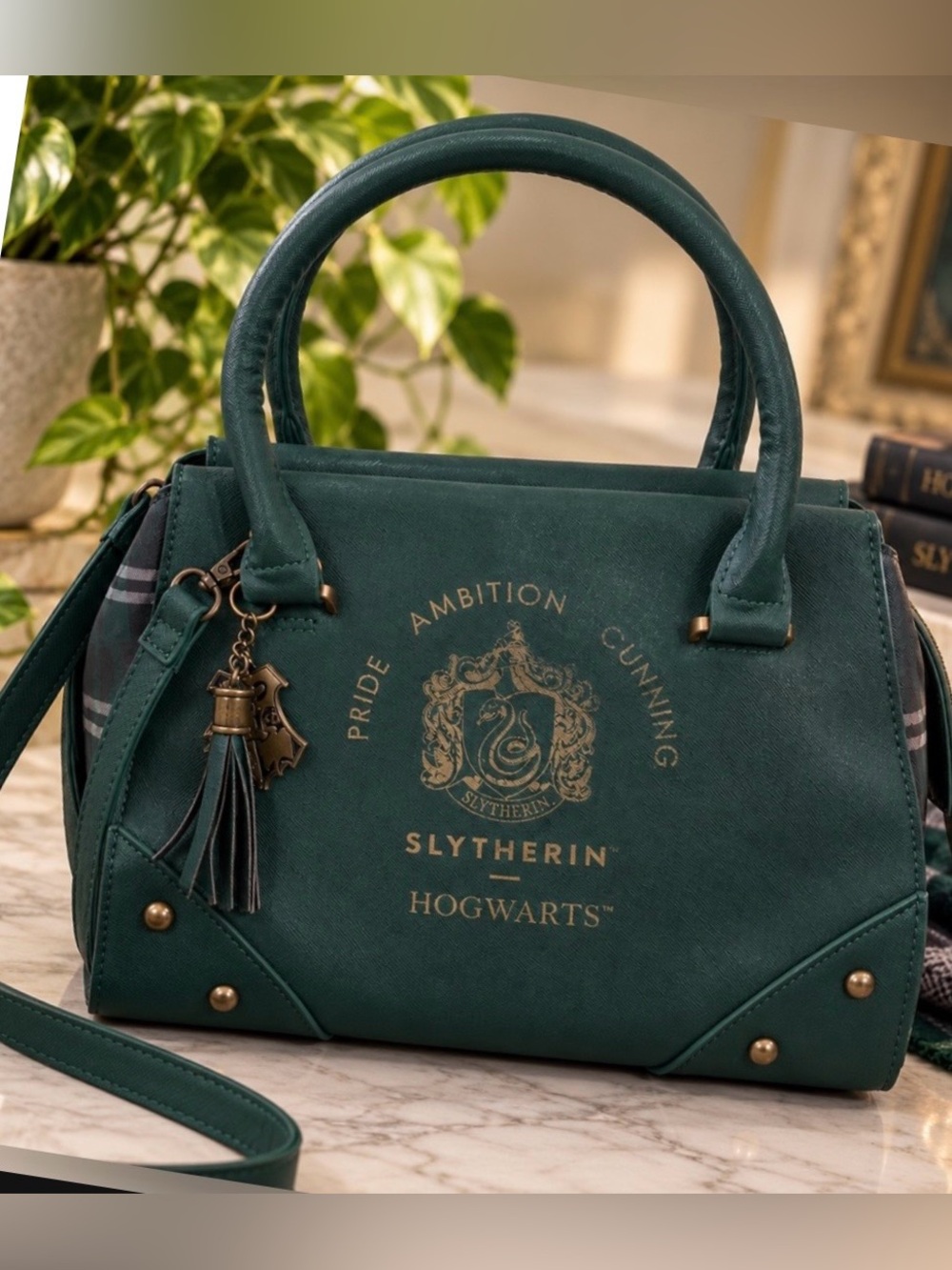 Harry Potter Slytherin Hogwarts Green Satchel Crossbody Handbag Purse